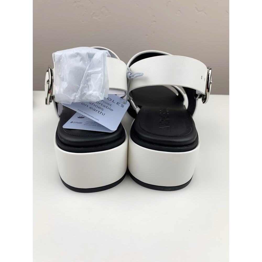 AEROSOLES White and Black Block Heel Sandals - Picture 10 of 11